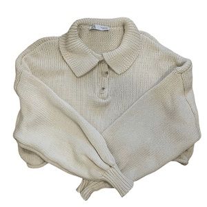 Cream cropped knit sweater